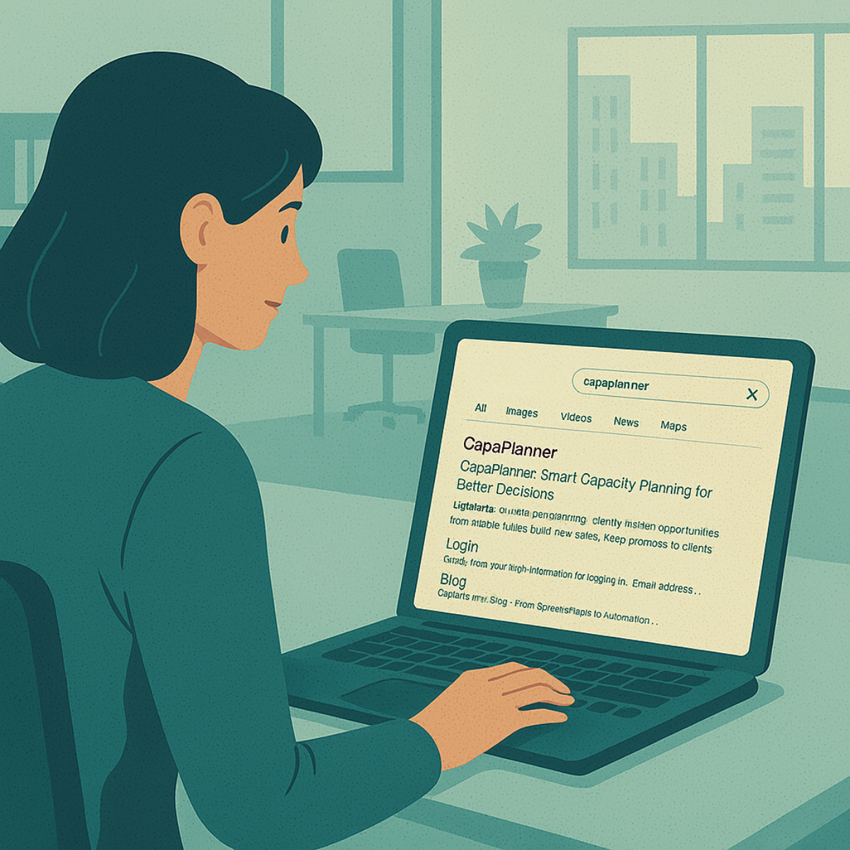 Entrepreneur researching the best capacity and project planning tool for her business